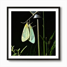 Two Moths On A Solar Panel Art Print