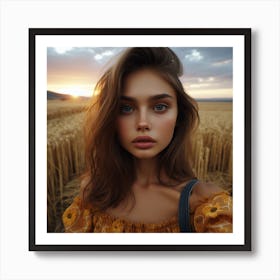 Portrait Of A Girl In A Wheat Field Art Print