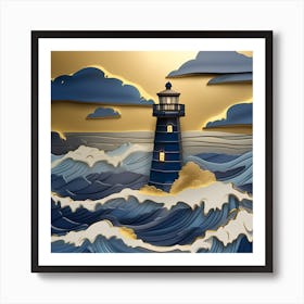 Lighthouse In The Sea Landscape 1 Art Print