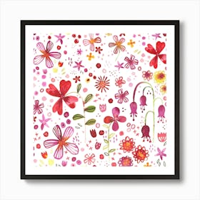 Watercolor Wild Flowers 1 Art Print