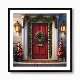 Christmas Decoration On Home Door Trending On Artstation Sharp Focus Studio Photo Intricate Deta (6) Art Print