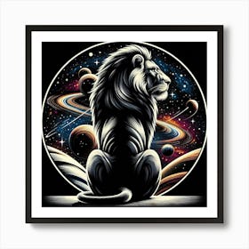 A lion and a cosmic scene 2 Art Print