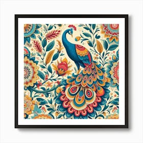 Peacock William Morris Art Print