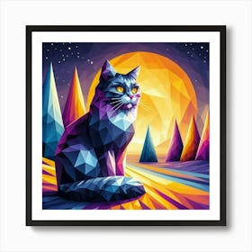 Mallow Low Poly Cat Art Print