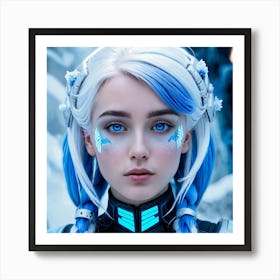 Girl With Blue Hair Art Print