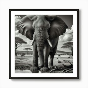 Elephants In The Savannah Art Print