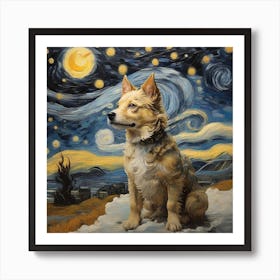 Starry Night Dog Art Print