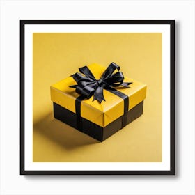 Yellow Gift Box With Black Ribbon Art Print