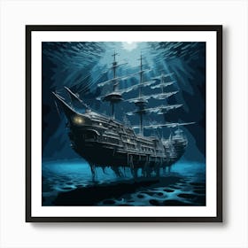 The ghost ship Under The Sea Art Print