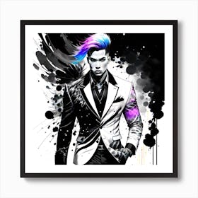 Man With Rainbow Hair Art Print