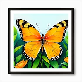 Butterfly On A Flower Art Print