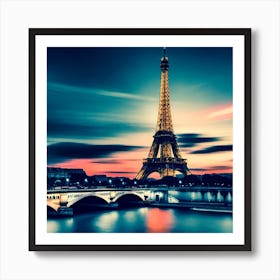 Eiffel Tower At Dusk 6 Art Print