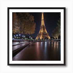 Eiffel Tower At Night Art Print