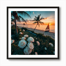 Sunset Roses On The Beach2 1 Art Print