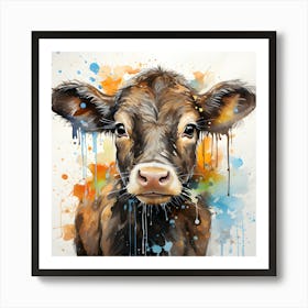 Countryside Colors Watercolor Cow Art Print