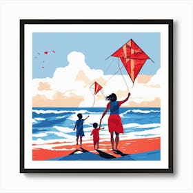 Kites On The Beach Art Print