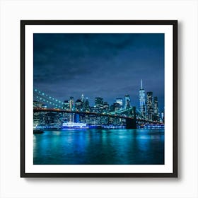 Brooklyn Bridge At Night Art Print