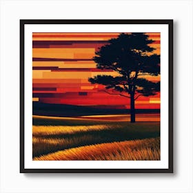 Sunset In The Field 11 Art Print