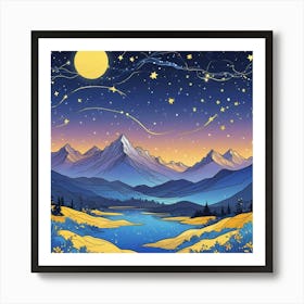 Celestial Milky Way Above A Desert Landscape Art (1) Art Print