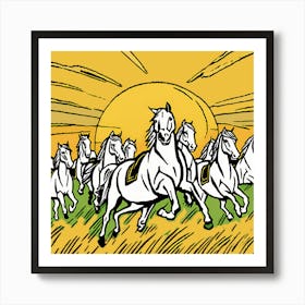 Horses In The Sun Art Print