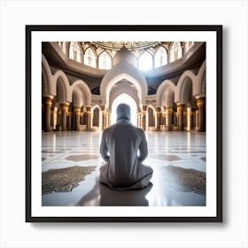 Muslim Man Praying In Mosque Art Print