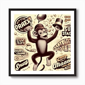 Doodle Monkey Art Print