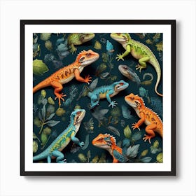 Lizards pattern 1 Art Print