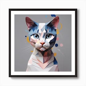 Low Poly Cat Art Print