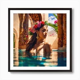 Peaceful Morocco Sexy Woman Swiming Pool Cach Ces (5) Art Print
