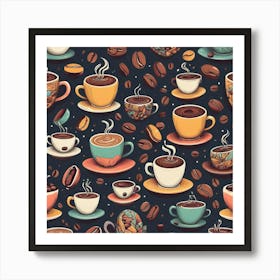 Coffee Seamless Pattern 10 Art Print