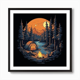 Campfire In The Woods Art Print