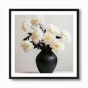 Black vase with flowers Art Print