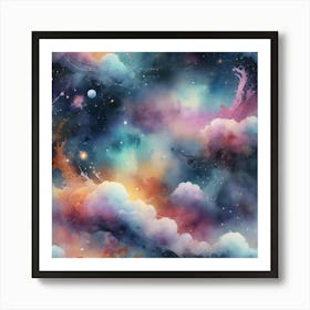 Watercolor Nebula Art Print