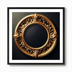 ornate, round, golden frame with intricate carvings and flourishes, perfect for displaying cherished memories or artwork Art Print