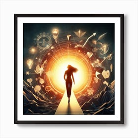 Woman Walking On A Path Art Print