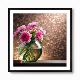 Pink Flowers In A Vase 2 Art Print