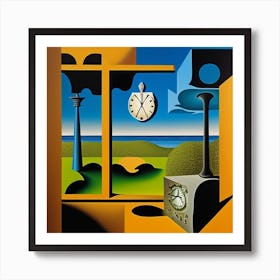 Clock In The Window Art Print