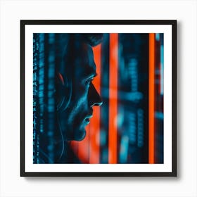 Man In Front Of Computer Art Print