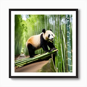 Panda In Bamboo Forest 1 Art Print