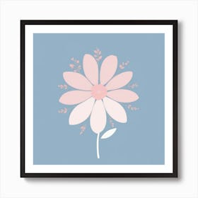 A White And Pink Flower In Minimalist Style Square Composition 554 Art Print