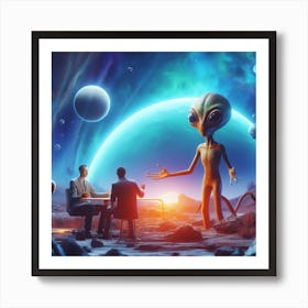Human Meets Aliens 2 Art Print
