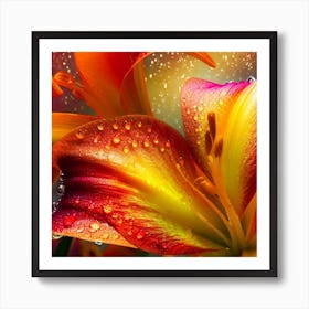  orange, red and yellow chameleon lilies 1 Art Print