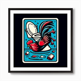 Rooster In The Toilet 1 Art Print