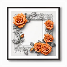 Orange Roses Frame 4 Art Print