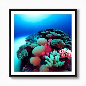 An Ethereal Underwater Realm Where Vibrant Coral Reefs Teem With Kaleidoscopic Fish And The Light (3) Art Print