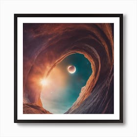 Eclipse Through A Cave Art Print