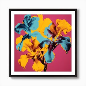 Andy Warhol Style Pop Art Flowers Iris 3 Square Art Print