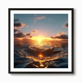 Sunset In The Ocean Art Print