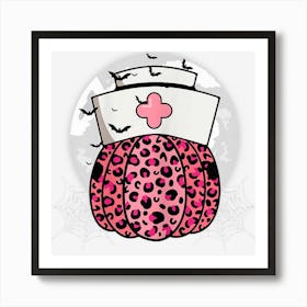 Scary Nurse Leopard Costume Pink Pumpkin Leopard Halloween Art Print