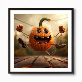 Halloween Excited Pumpkin Art Print